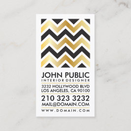 Modern Elegant Faux Gold Foil Black Chevron Visitkort