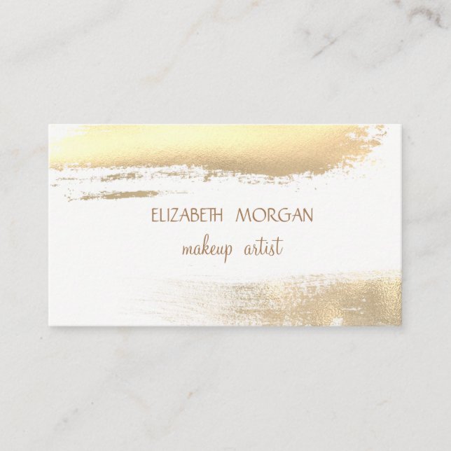 Modern Elegant Faux Gold Foil-penseldrag,Vit Visitkort (Framsida)