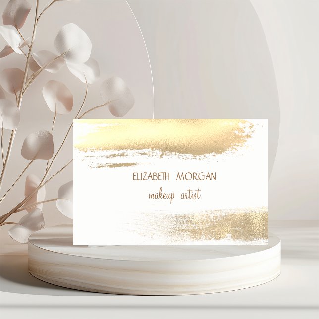 Modern Elegant Faux Gold Foil-penseldrag,Vit Visitkort (Skapare uppladdad)