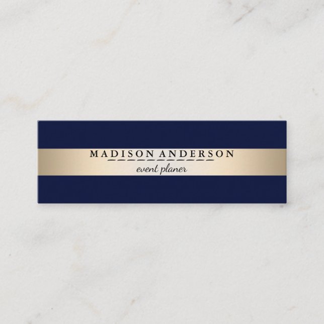 Modern Elegant Faux Gold Foil Stripe Mini Visitkort (Framsida)
