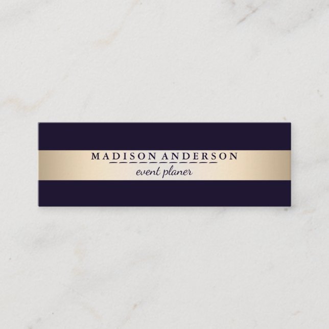 Modern Elegant Faux Gold Foil Stripe Mini Visitkort (Framsida)