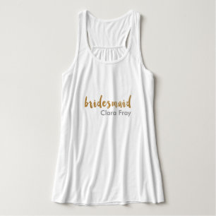 modern elegant faux guld bridesmaid text linne med racerback 