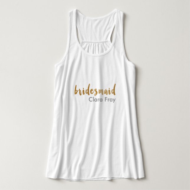 modern elegant faux guld bridesmaid text linne med racerback  (Design framsida)