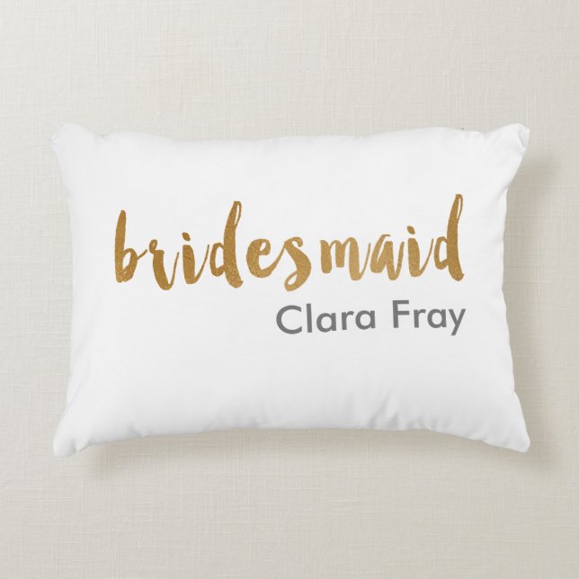 modern elegant faux guld bridesmaid text prydnadskudde (Framsidan)