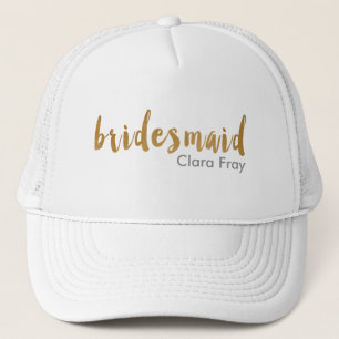 modern elegant faux guld bridesmaid text truckerkeps