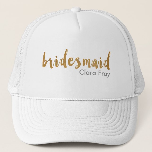 modern elegant faux guld bridesmaid text truckerkeps (Framsida)