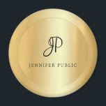 Modern Elegant Faux Guld-mall Monogram Magnet<br><div class="desc">Modern Elegant Faux Guld-mall Monogram Round Magnet.</div>