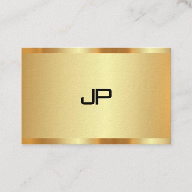 Modern Elegant Faux Guld Monogram-Professionell Visitkort (Framsida)