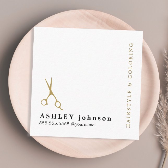 Modern Elegant Faux Guld Scissors Hairdresser Fyrkantigt Visitkort (Skapare uppladdad)
