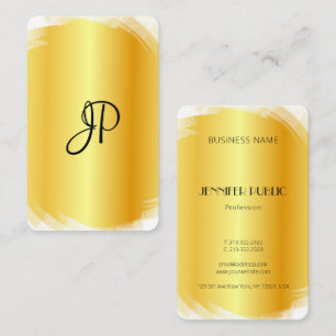 Modern Elegant Faux Guld White Monogram Visitkort