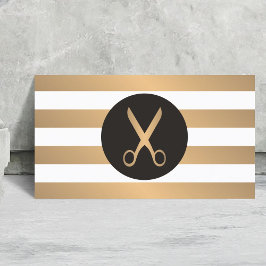 Modern Elegant Faux Guld White Rand Hair Stylist Visitkort