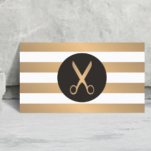 Modern Elegant Faux Guld White Rand Hair Stylist Visitkort