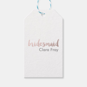 Modern elegant faux ro guld bridesmaid text presentetikett