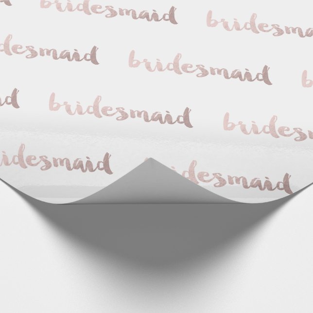 Modern elegant faux ro guld bridesmaid text presentpapper (Hörn)