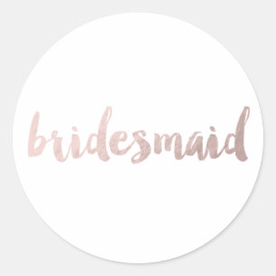 Modern elegant faux ro guld bridesmaid text runt klistermärke