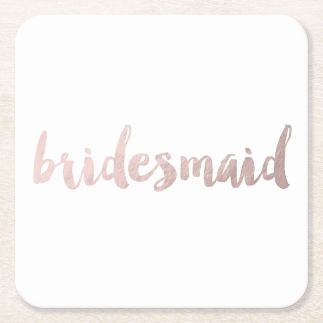 Modern elegant faux ro guld bridesmaid text underlägg papper kvadrat (Framsidan)