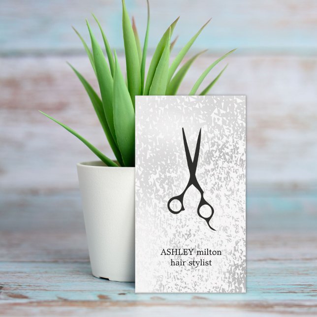 Modern Elegant Faux Silver Hair Stylist Visitkort (Skapare uppladdad)