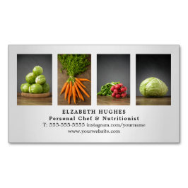 Modern Elegant Faux Silver Vegetable Catering Chef Visitkortmagnet