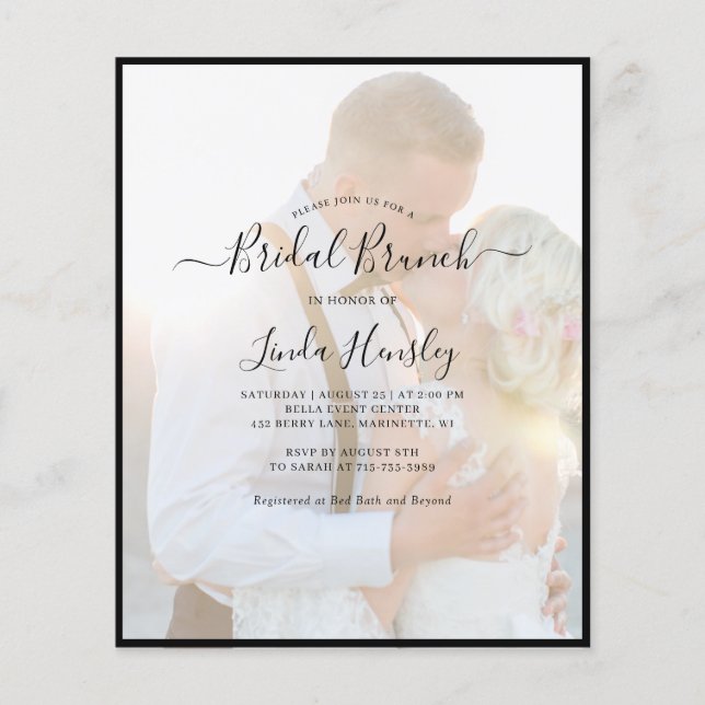 Modern Elegant Faux Vellum Möhippa brunch invitati (Framsida)