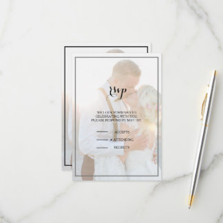 Modern Elegant Faux Vellum Overlay Photo OSA kort