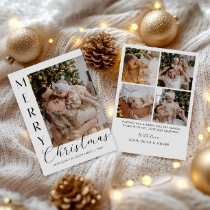 Modern Elegant Fem Bilder Collage Jul Julkort