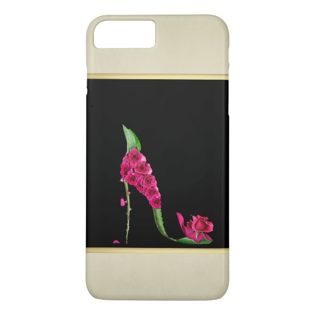 Modern Elegant Feminint, Svart, Krämfärgad, Blomma Case-Mate iPhone Skal (Baksida)