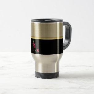 Modern Elegant Feminint, Svart, Krämfärgad, Blomma Resemugg