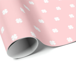 Modern Elegant Festiv Rosa Lycklig Klöver Mönster Presentpapper
