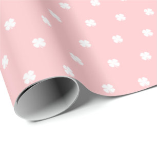 Modern Elegant Festiv Rosa Lycklig Klöver Mönster Presentpapper
