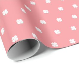Modern Elegant Festiv Rosa Lycklig Klöver Mönster Presentpapper