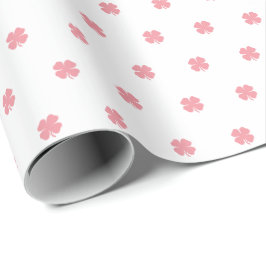 Modern Elegant Festiv Rosa Lyckligt Klöver Mönster Presentpapper