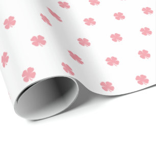 Modern Elegant Festiv Rosa Lyckligt Klöver Mönster Presentpapper