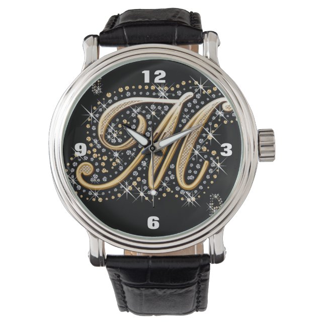 Modern elegant finare brev M monogram Armbandsur (Framsida)