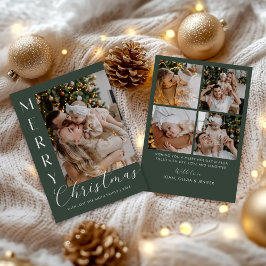 Modern Elegant Five Photo Collage Christmas Julkort