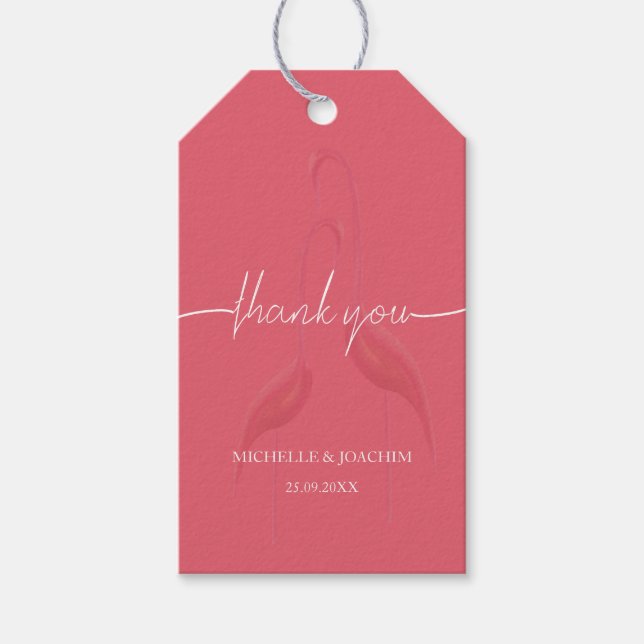 Modern Elegant Flamingo Coral Red Presentetikett (Framsidan)