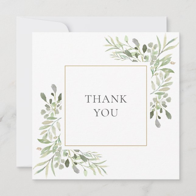 Modern Elegant Floral Greenery Bröllop Tacksamhets Tack Kort (Framsida)