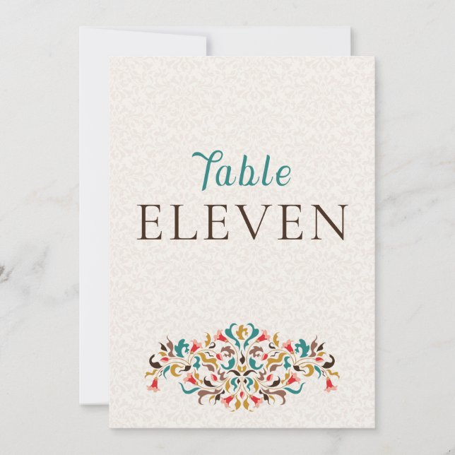 Modern Elegant Floral Krans Bröllops Bord Nummer Inbjudningar (Framsida)