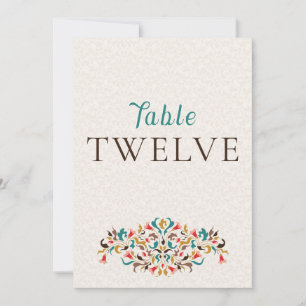 Modern Elegant Floral Krans Bröllops Bord Nummer Inbjudningar