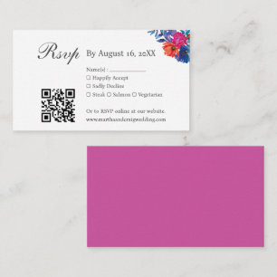 Modern Elegant Floral RSVP QR-kod Bifogad Kort