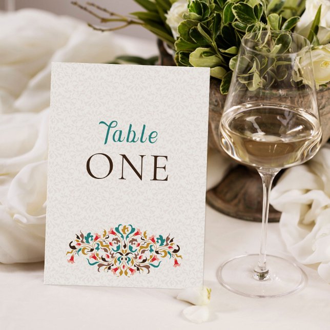 Modern Elegant Floral Wreath Wedding Table Number Inbjudningar (Skapare uppladdad)