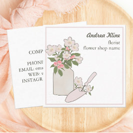 Modern Elegant Flower Blommar Florist Fyrkantigt Visitkort
