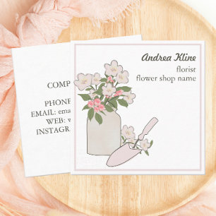 Modern Elegant Flower Blommar Florist Fyrkantigt Visitkort