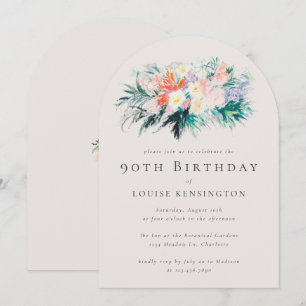 Modern Elegant Flowers Bouquet 90:e födelsedag Inbjudningar