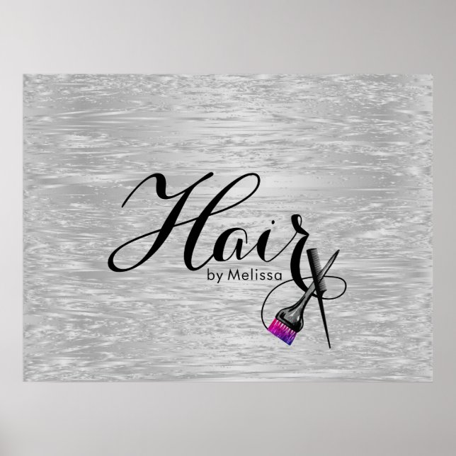 Modern Elegant Foil Hair Stylist Poster (Framsidan)