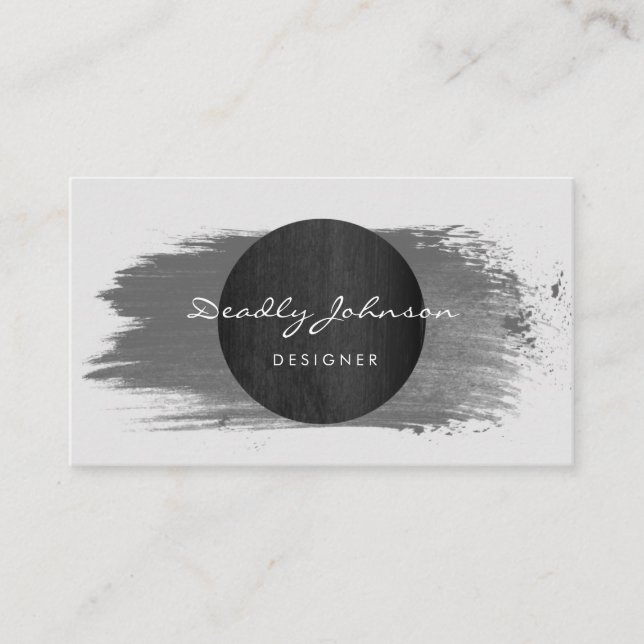 Modern Elegant för Abstrakt av svart vattenfärg, C Visitkort (Framsida)