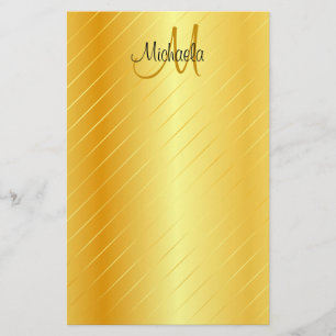 Modern Elegant för anpassningsbar Faux Guld Monog Brevpapper