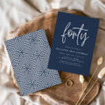 Modern elegant för enkel snyggt på 40 år<br><div class="desc">Modern elegant-skript för 40-årsjubileum med enkel snyggt och geometrisk 40-årsjubileum inbjudan. Modern geometrisk bakerska mönster. En del av en samling. Färg kan ändras.</div>