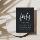 Modern elegant för enkel snyggt på 40 år inbjudan vykort<br><div class="desc">Modern elegant-skript för 40-årsjubileum med enkel snyggt och geometrisk 40-årsjubileum inbjudan. Modern geometrisk bakerska mönster. En del av en samling. Färg kan ändras.</div>