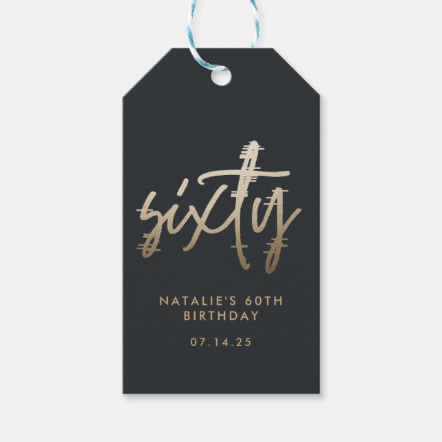 Modern elegant för enkel snyggt på 60 år presentetikett (Framsidan)