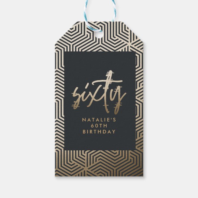 Modern elegant för enkel snyggt på 60 år presentetikett (Framsidan)